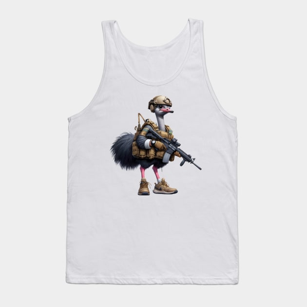 Tactical Ostrich Tank Top by Rawlifegraphic